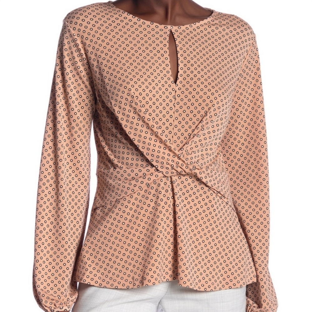 B'Leev XL Tie Front peach Business Causual Blouse